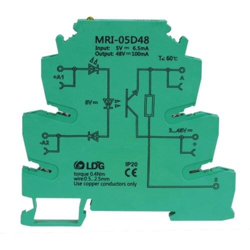MRI-05D48 DC 5V Input Photoelectrical Coupling-interface Relay 3.3V 12V 24V DC PLC Optocoupler Isolating DIN Rail Modular Relay