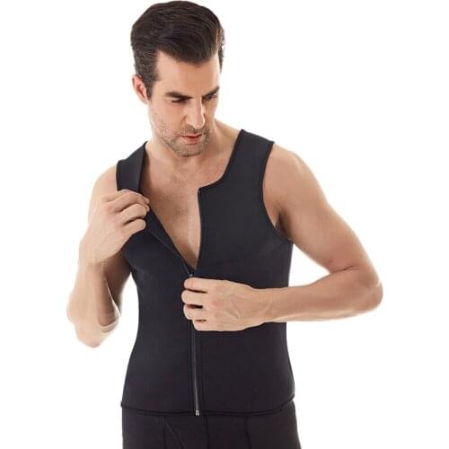 FIber Win Men Fashion Fitness Gym Neoprene Sauna Vest Sweaty Hot Waist Trainer Body Shaper Slimming Suit Weight Loss Zipper Vest