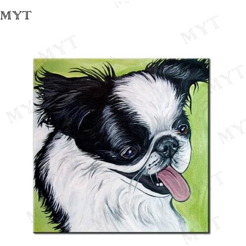 MYT Hand-painted Oil Painting Canvas Black and White Dogs Oil Painting Pictures Of The Sitting Room Dining-room Wall No Frame