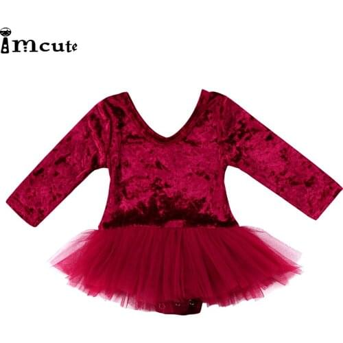 Toddler Baby Girls Clothes Long Sleeve Romper Lace Tulle Dress Jumpsuit Outfits Clothes Playsuit Princess Party Wedding Pageant