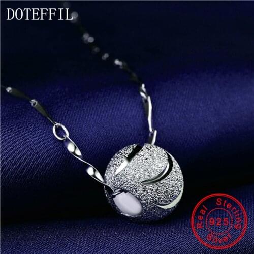 100% Sterling Silver Necklace Women Charm Round Pendant 925 Silver Fashion Necklace Luxury Brand Jewelry