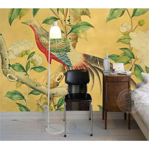 Custom photo wallpaper, retro flower and bird paintings for living room bedroom TV background wall vinyl papel de parede