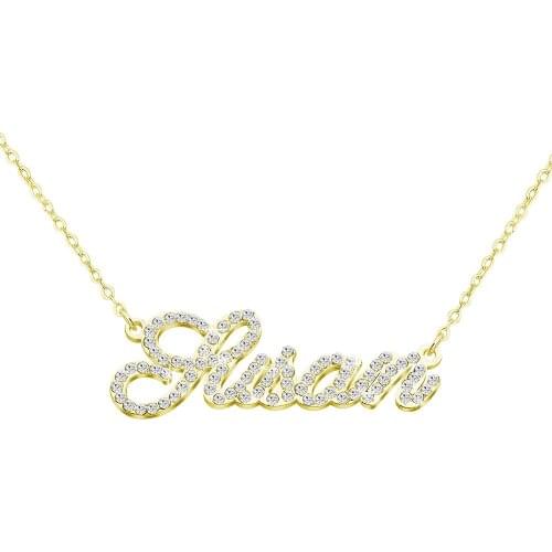 Custom Name Couple Necklaces Stainlesss Steel Zircon Pendant Letters Necklace for Women Gold Chain Jewelry Children Personalized