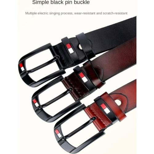 Mens Belt Simple Black Pin Buckle Belts Retro Casual Faux Leather Designer Cowboy All-match Belts Men Length 110cm-125cm