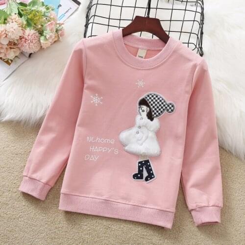 4-12Years Girls Bottoming Shirts Spring Autumn Teenagers Childrens Long-Sleeved Sweaters Cartoons Pattern Tops Kids Clothes