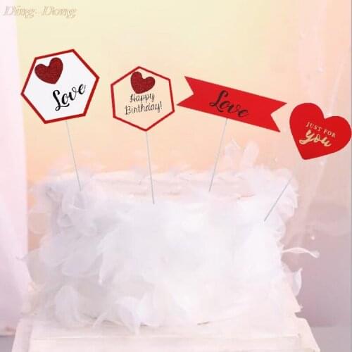 Heart Love Cupcake Toppers Birthday Cake Topper Birthday Party Dessrt Decoration