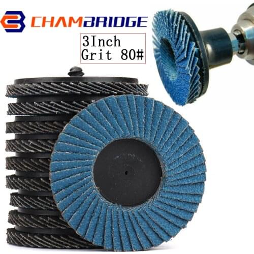 3Inch Flap Discs Roll Lock Grinding Sanding Wheels With 1/4 inch Sanding Roloc Holder For Angle Grinder Abrasive Tools Grits 80