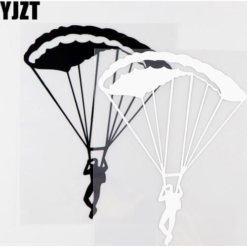 YJZT 12.5X16.2CM Art Decoration Vinyl Decals Parachute Funny Car Stickers Black / Silver 10A-0055