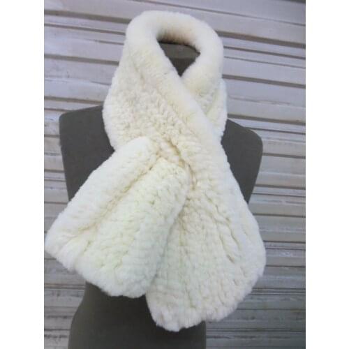 Womens Rex Rabbit Fur Knitted Handmade Fishtail Neckerchief /6 Colors/L'90 cm