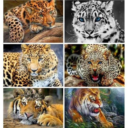 Animals full square diamond painting leopards mosaic art picture embroidery cross stitch rhinestone picture puzzle wall decor