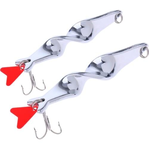 2Pcs Fishing Bait Sequins Lure Hook Twist Red Heart Spoon Crankbaits Spinner