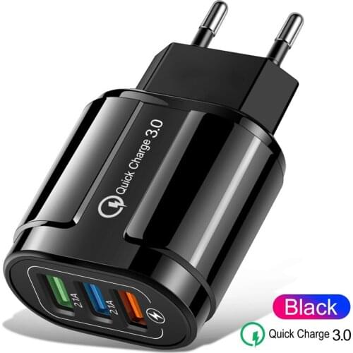 3 Ports USB Fast Charger 18W Quick Charge 3.0 EU US Plug Wall Mobile Phone Charger for Samsung Xiaomi iPhone Charging Adapter