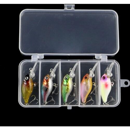 5 Pieces Fishing Lures Set Minnow Floating Bait Crankbait Fishing Jig Wobblers Crank Bait with Fishing Tackle Box