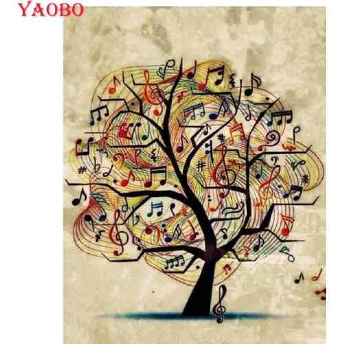 5d diy Diamond Painting still life Cross Stitch 3d Diamond Embroidery musical note tree Square round full Diamond Mosaic Pattern