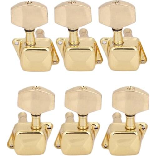 6 Pieces 3R 3L Gold Semi-closed String Tuning Pegs Locked Tuners Machine Heads for Acoustic Guitar Parts