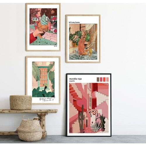Cartoon Abstract Red Wall Art Picture Sunset Tiger Canvas Poster Ice Cream Prints Nordic Gallery Living Room Decoration