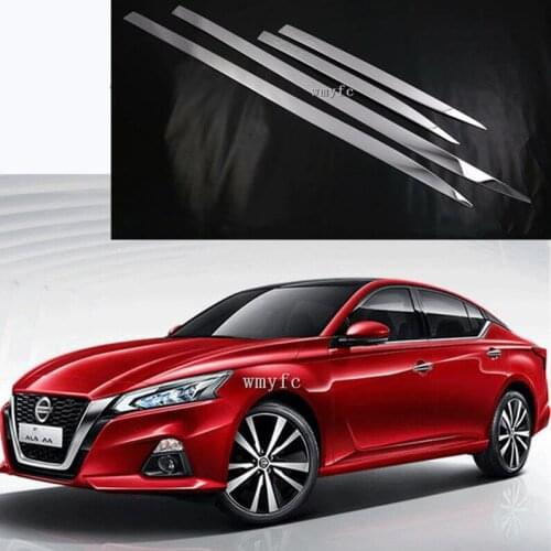 Car Stainless Steel Door trim Strip Molding Stream lamp panel bumper 4pcs For Nissan Teana Altima 2019