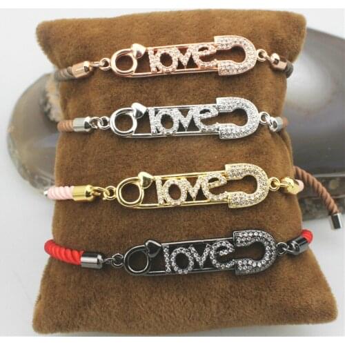 10pcs/lot New design colorful love letter cz bracelet,plated cubic zircon component,Valentines Day popular bracelet