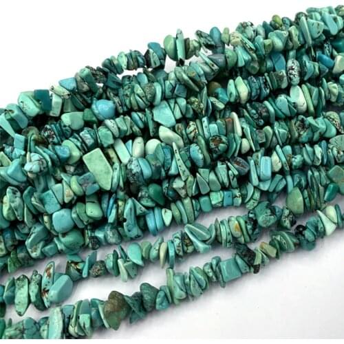 15" High Quality Natural Genuine blue green Turquoise chip necklace bracelet beads 3x8mm 06377