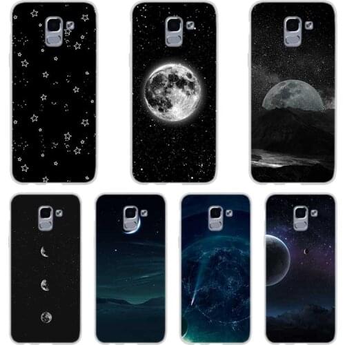 Black with White Moon Stars Space Phone case For Samsung Galaxy J6 J4 J8 Plus J7 2018 J3 J5 J7 Prime Pro 2017 2016 Covers