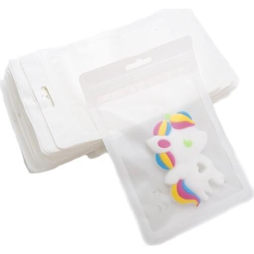 Chenkai 100pcs Baby Teether White 12x18cm Plastic Display Bags BPA Free Silicone Beads Package Jewelry Pendant Bags