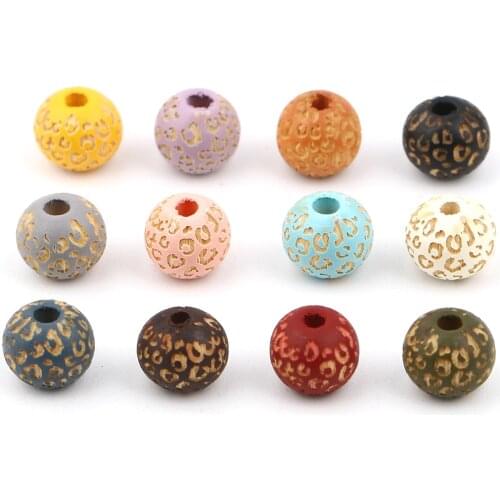 DoreenBeads Retail Wood Spacer Beads Round Black Leopard Print Beads DIY Jewelry About 10mm Dia., Hole: Approx 2.8mm, 20 PCs
