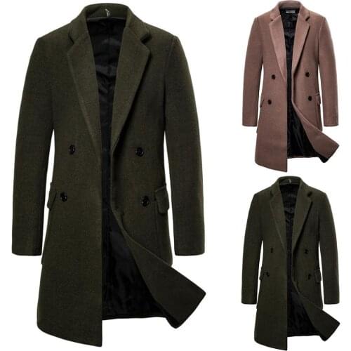 Double-breasted coat, selling European luxury wool coats, mens windbreakers, lengthened and simple