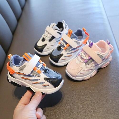 2021 Kids Shoes Children Sports Shoes Boys Running Shoes Girls Mesh Breathable Running Sports Shoes Soft Anti-Slip Baby Toddlers