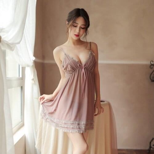 Lace Night Dress Women V Neck Night Gown Sleeveless Nightwear Sleepwear Lingere Sexy Dress for Sex Night Women