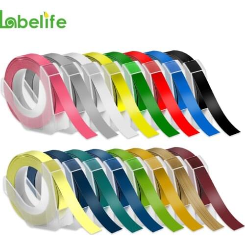 Labelife 1 Roll Dymo 3D Plastic Embossing Tape 9/12mm Compatible for PVC Label Maker DYMO 1610 12965 1880 1540 Motex E101