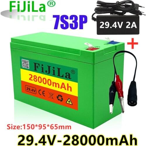 24V 28Ah 7S3P 18650 Li-ion Battery Pack 29.4V 28000mAh Electric Bicycle Moped /Electric/Lithium Ion Battery Pack+ 2A Charger
