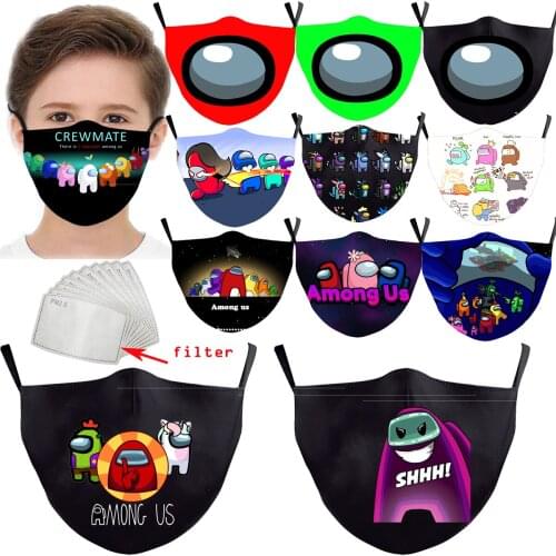 Kids adult Mask Game Among of Us Print Face Masks Reusable Child Mascarillas Fabric Dust Muffle-Mouth Mask Kids Protect caps