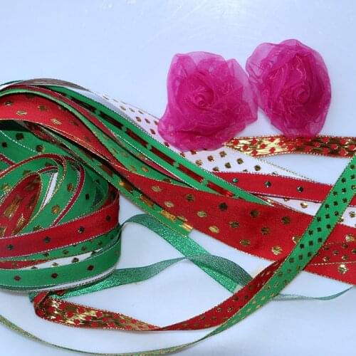 Mix 7YARD 1-3.4cm white red green dots Christmas style Christmas party packaging
