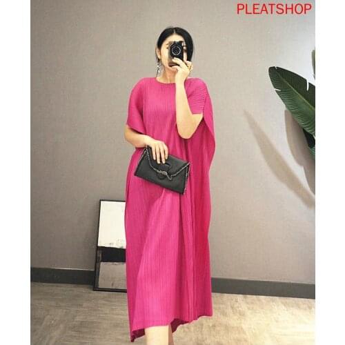 MIYAKE Pleated 2020 Spring and Summer New Irregular Large Size Fashion Slim Midi Dress Elegant Vestidos Shein Pleats Dress Women
