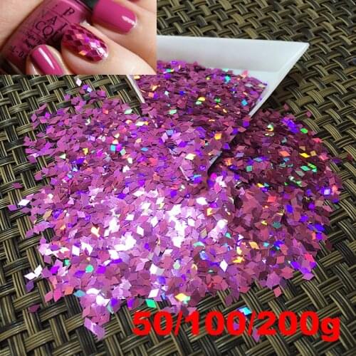 Fashion Acrylic 3D Laser Purple 2mm Rhombus Diamond Paillette Sparkling Nail Art Decoration Manicure Glitter Nails Art Tools