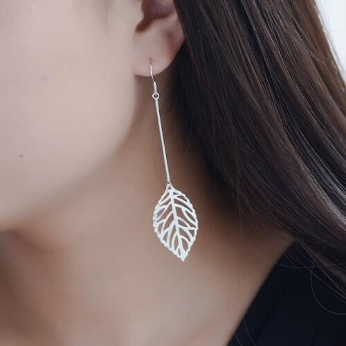 Fashion 925 Sterling Silver Korean Tassel Leaf Statement Long Drop Earrings For Women Wedding Jewelry Gift Pendientes brincos