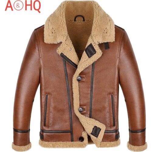 Man Jacket Genuine Sheepskin Leather Jackets for Men Clothing Real Wool Fur Coat Winter Clothes Chaqueta Hombre LXR912
