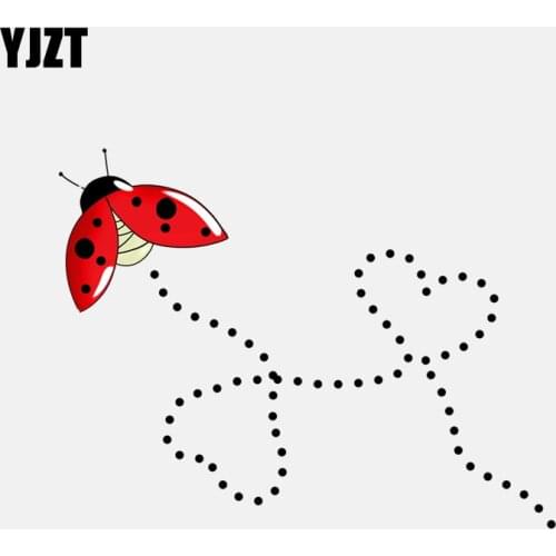YJZT 13.9CM*10.6CM Cute Ladybug Flight Path Decal PVC Motorcycle Car Sticker 11-00822