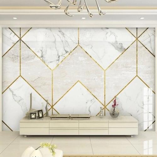 Custom Any Size Mural Wallpaper 3D Stereo Geometric Golden Line Marble Wall Painting Living Room TV Sofa Luxury Home Decor Mural