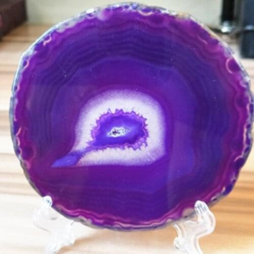 85-90mm purple Agate natural UNIQUE quartz crystal druzy rock thin slice