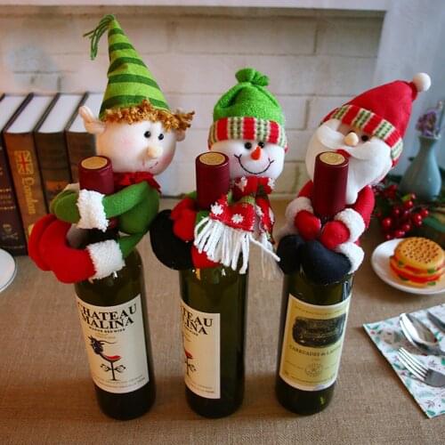 New Christmas Wine Bottle Cover Snowman Santa Claus Bottle Cover Dinner Table Christmas Decorations for Home Xmas Ornaments