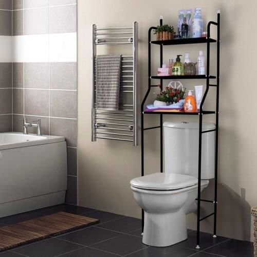 Bathroom 3 Tiers Shelves Rack Stainless Steel Toilet Cabinet Shelf Kitchen Washing Machine No Punch Floor Shelf Organizer Holder