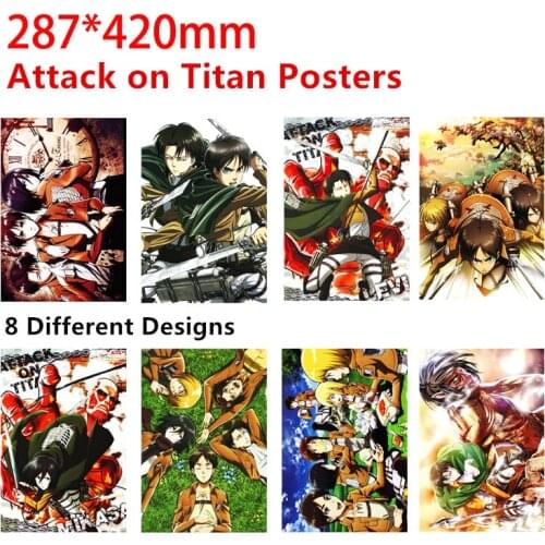 8pcs/lot Attack on Titan Poster Anime Posters 42x29cm High quality printing Embossed