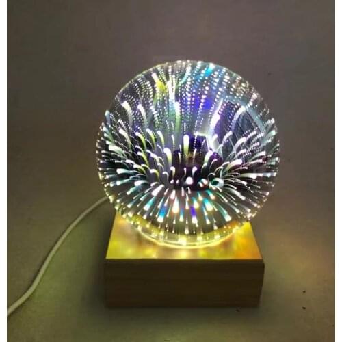Modern Wood Colorful 3d Night Lights Magic Projector Ball Light USB Power Supply Bedroom Atmosphere Night Lamps Sky Table Lights