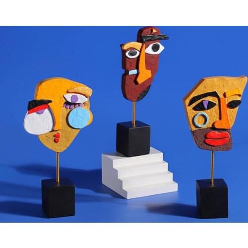 Resin Statue Stylish Multi-color Face Pattern Exquisite Abstract Statues Vivid Modern Sculptures Home Decor Fashionable Ornament