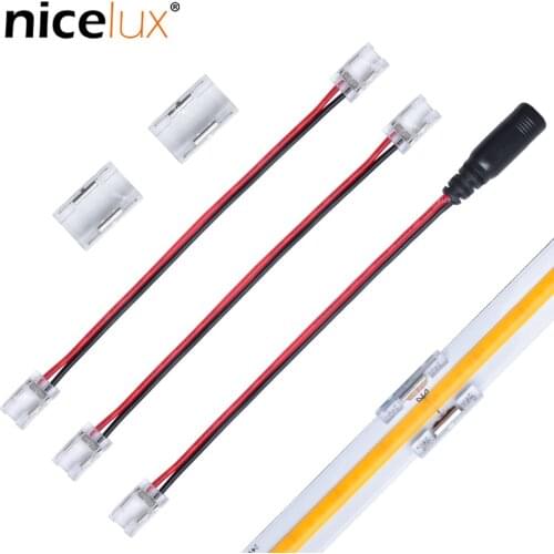 COB LED Strip Fast Connector Kit for 8mm 2pin IP20 Flexible High Density 3 Types Strip to Strip Jumper Wire Easy Connecting