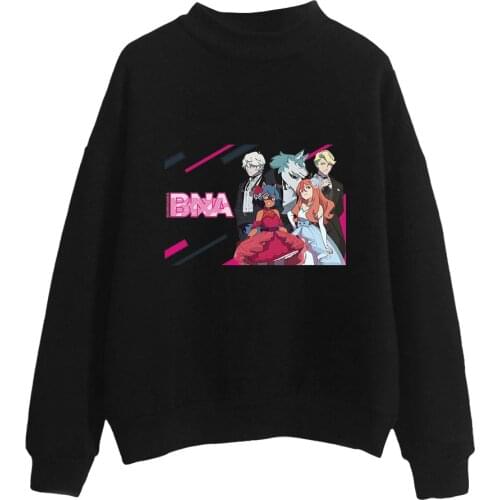 BNA Brand New Animal Anime Fashion Turtleneck Sweatshirts Women Men Long Sleeve Sweatshirts Hot Sale Casual Pullover Clothes