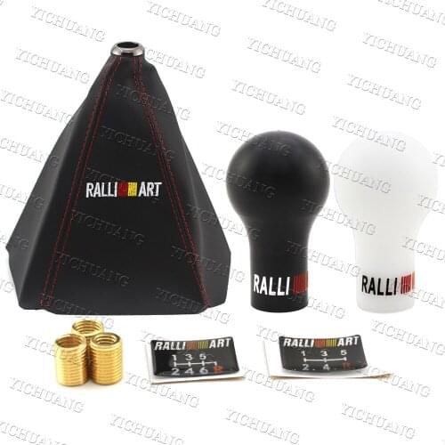 For Mitsubishi Ralliart Universal Car Resin Gear Shift Knob and PU Leahter Shifter Knob Cover Boot Collar