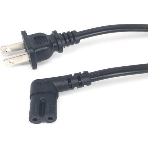 Universal 2 Slot Polarized to Figure 8 AC Adapter Power Cord 18AWG NEMA 1-15P to IEC320 C7 C7 90 Degree Angle Power Cable 1.5M