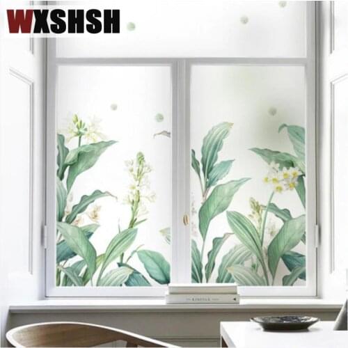 Custom Size Static Cling Window Film Vinyl Hand Painting Plants Decorative Anti-UV Glass Covering For Window Door Table Cabinet